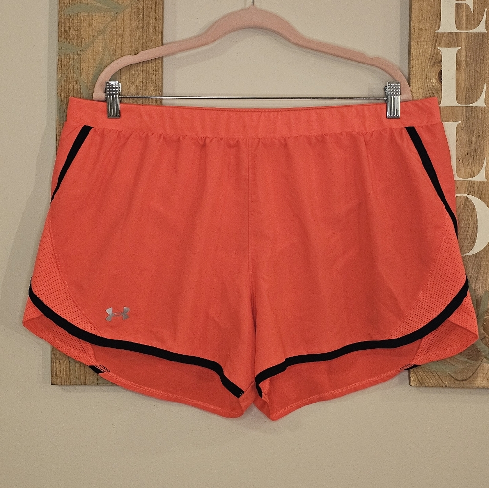 Under Armour Orange Athletic Shorts – Black Trim – Lightweight Activewear